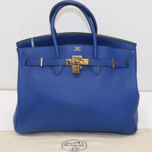 Hermes Birkin Taurillon Clemence 35 Blue Hydra Gold Hardware 2002 - Picture 1 of 16